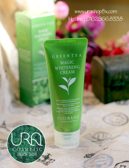 Kem makeup face+body Coibana Green Tea Magic Whitening Cream