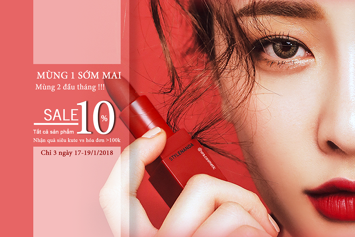 UraCosmetic SALE OFF 10% tất cả sản phẩm 3 ngày 17-18-19/1/2018