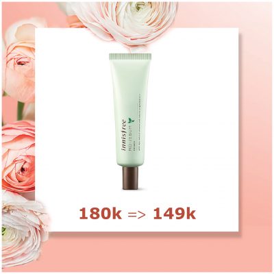 - Kem lót innisfree no-sebum: 180k -> 149k