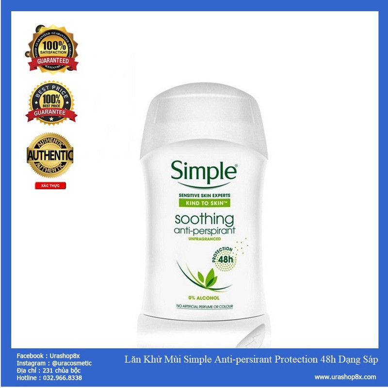 Lăn Khử Mùi Simple Soothing Anti-perspirant Protection 48h 40ml 1